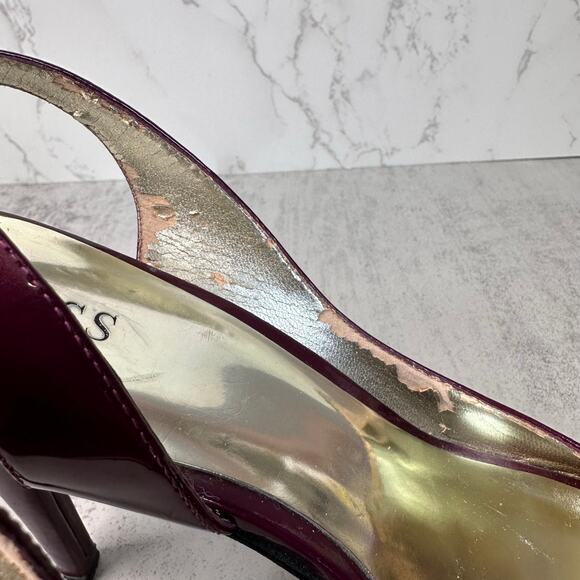 Guess by Marciano Heels WMNS Maroon & Gold US Sz 8.5M Pumps Office Party Glossy - Picture 9 of 11